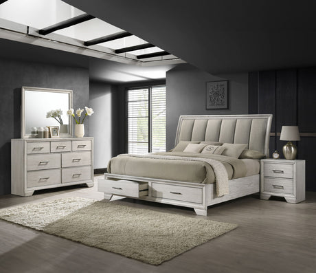 Jaymes - Bedroom Set White 4 Pc. Bed, Dresser, Mirror, Nightstand by Crown Mark | Bel Furniture