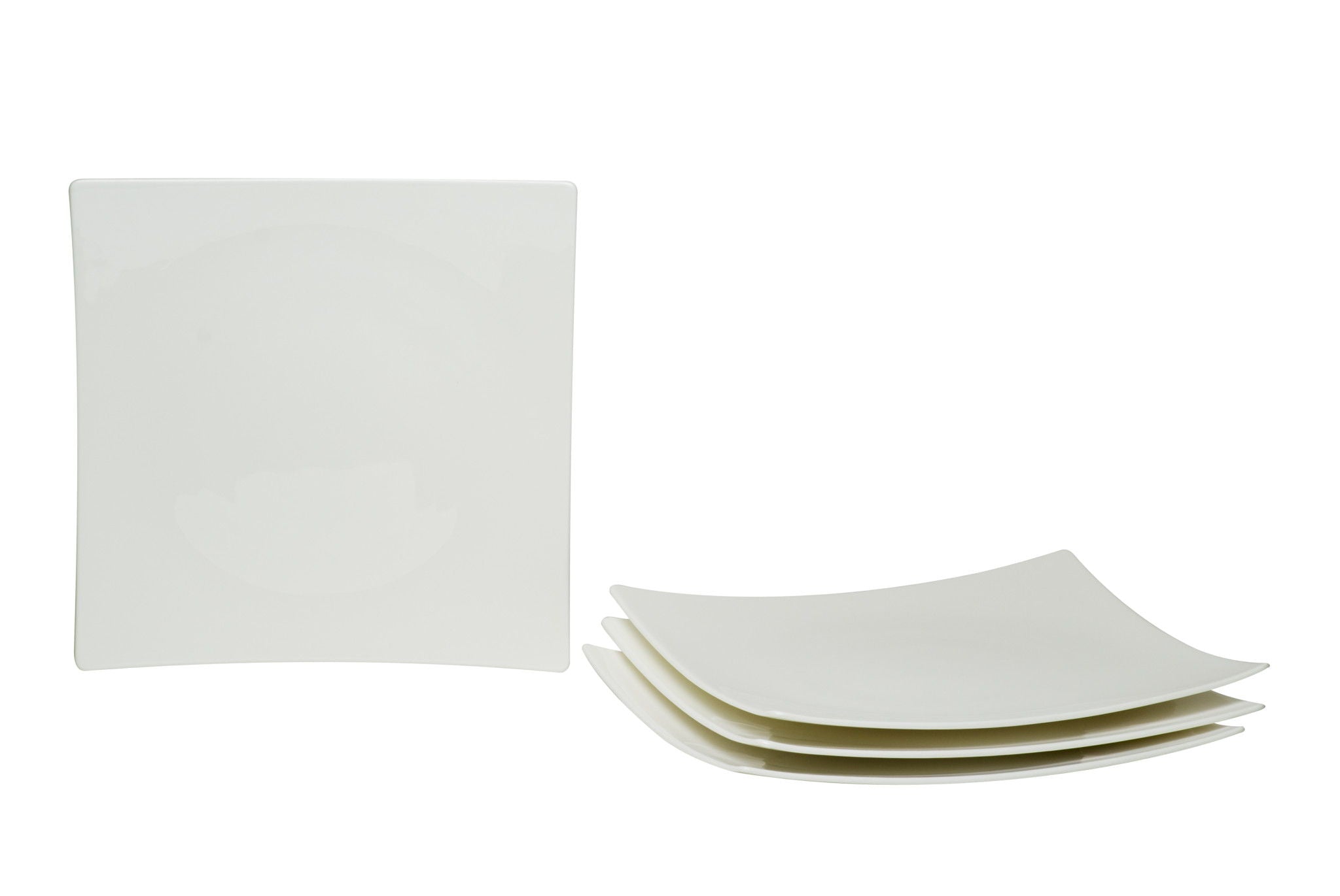 Six Piece Square Bone China Service For Six Dinner Plate Set - White