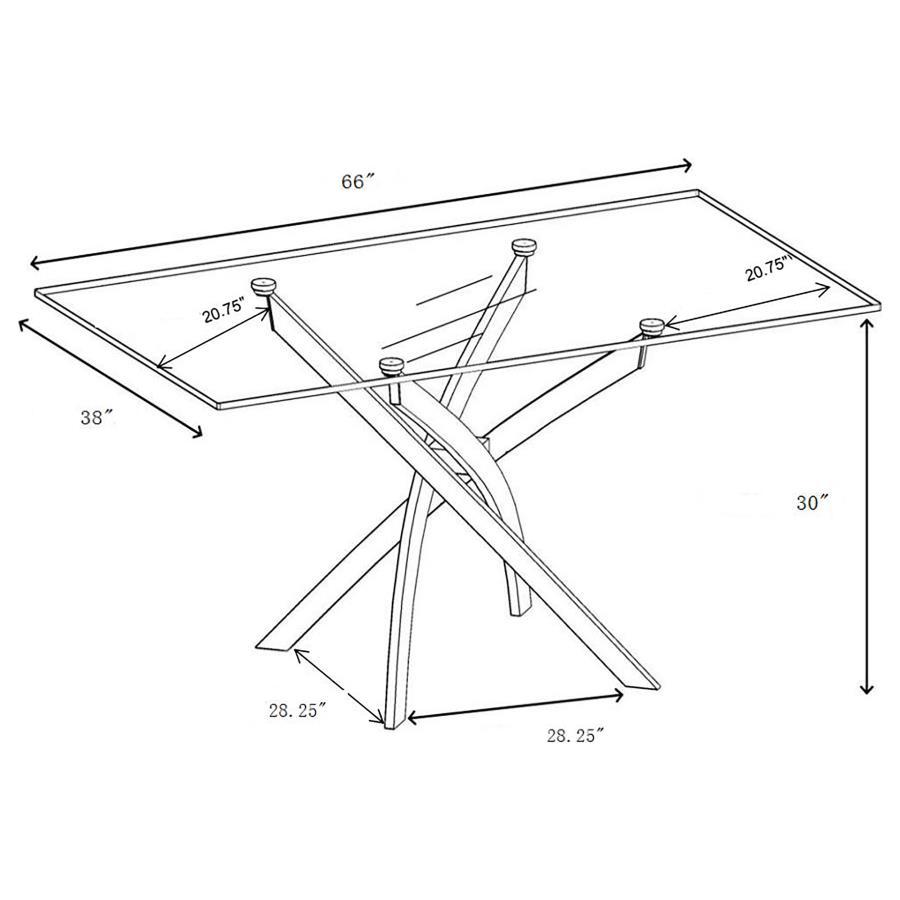 Carmelo - 5 Piece Rectangular Glass Top Dining Set - Chrome