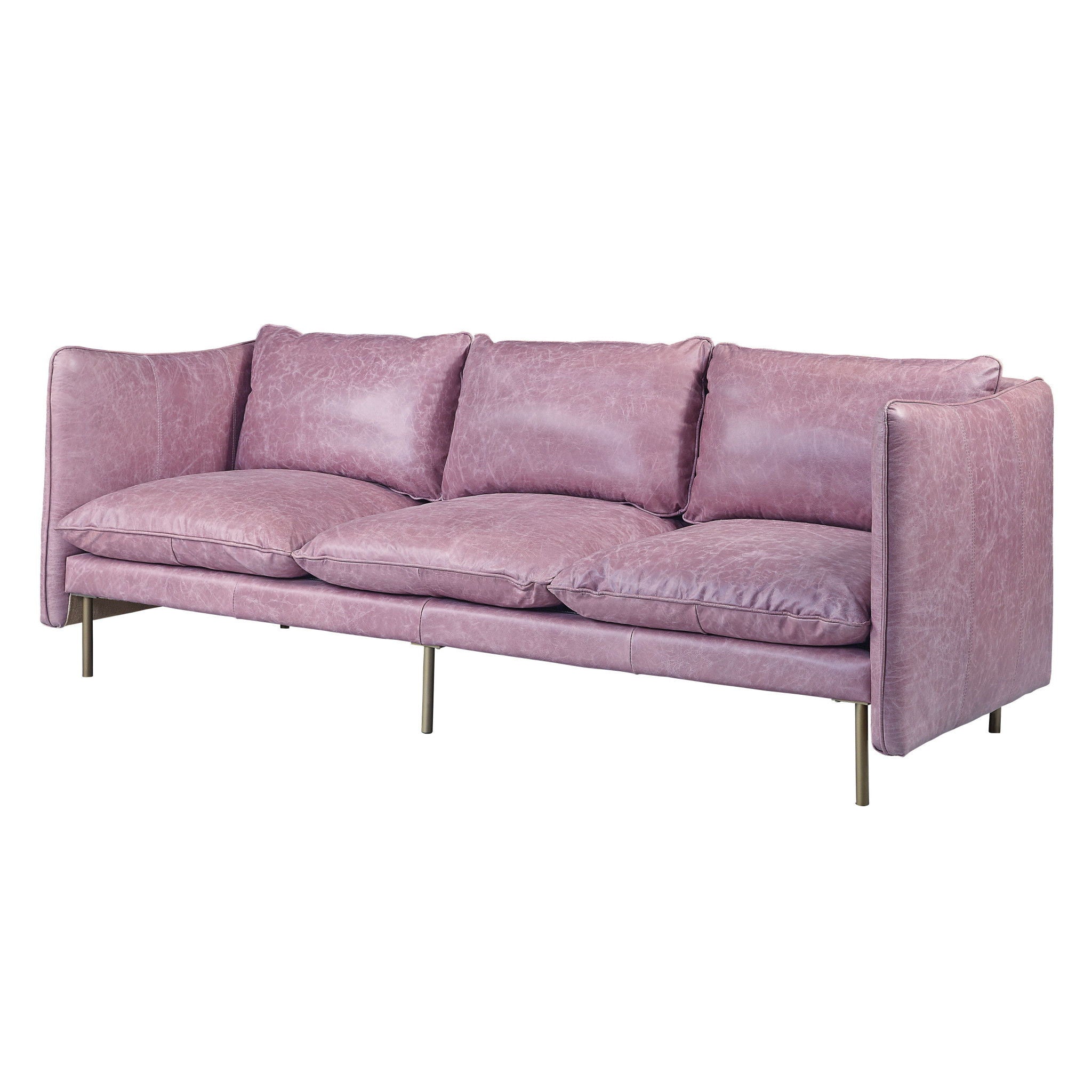 Top Grain Leather And Black Sofa - Wisteria