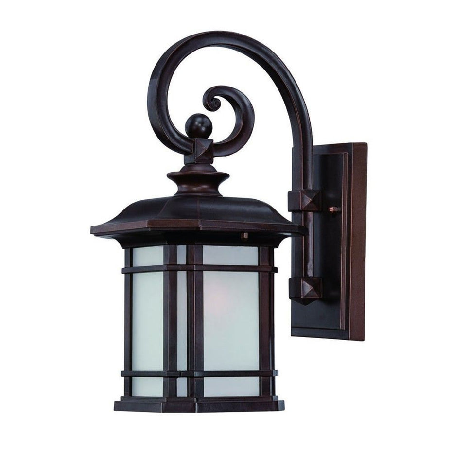 Frosted Linen Glass Lantern Wall Light - Antique Bronze