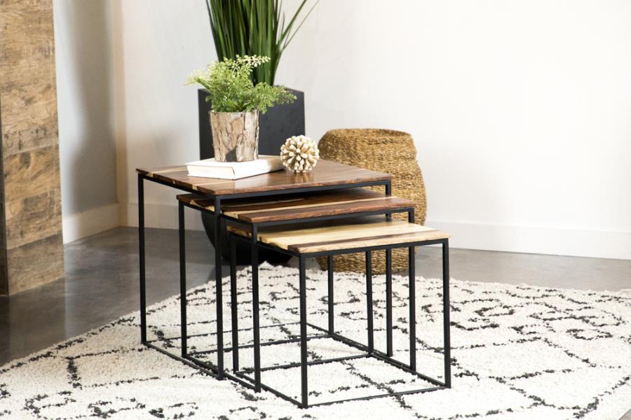 Belcourt - 3 Piece Square Nesting Tables - Natural And Black by CoasterElevations | Bel Furniture