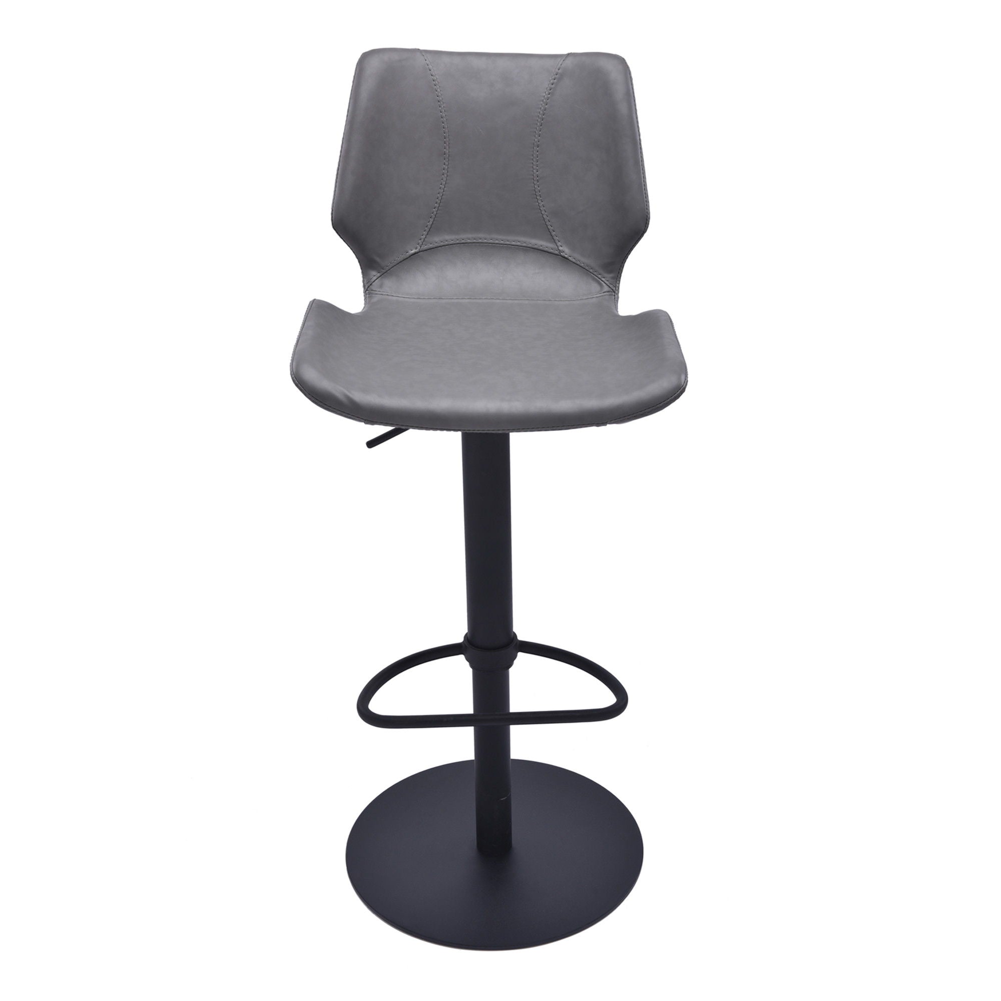 43" Faux Leather Swivel Low Back Adjustable Height Bar Chair - Gray / Black