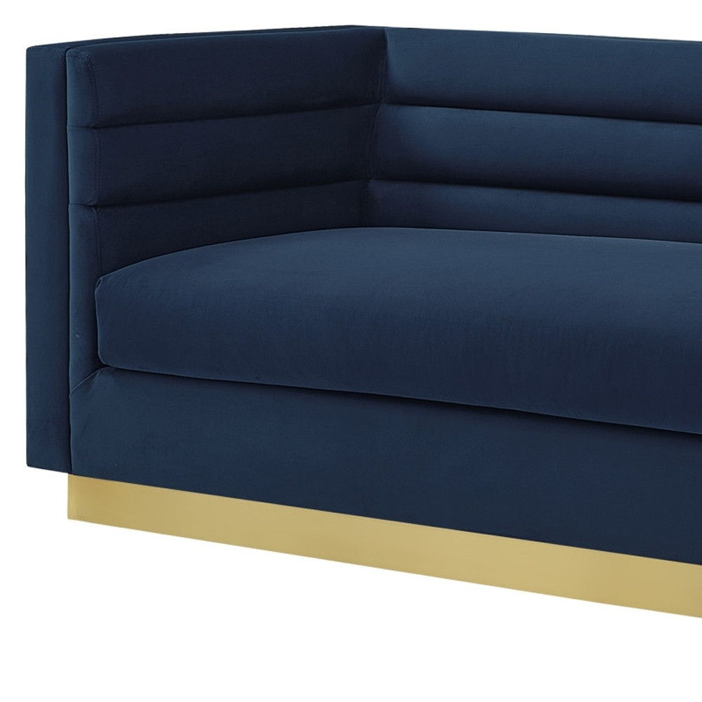 Velvet Sofa With Legs - Navy Blue