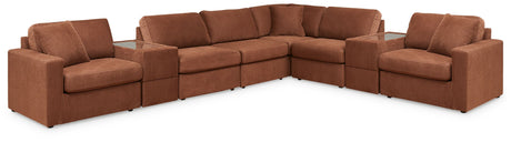 Modmax - Spice - Sectional Light Brown 8 Pc. Sectional With 2 Storage Consoles by Signature Design by Ashley® | Bel Furniture