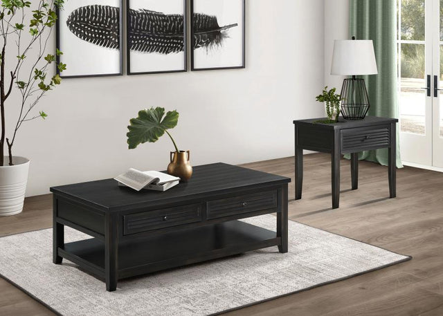 Concord - Coffee And End Table Set Distressed Black 2 Pc. Coffee Table, End Table by Coaster Fine Furniture | Bel Furniture