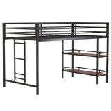 Adam - Junior Twin Loft Bunk Bed With Cinnamon Wood Shelf - Black by House & Home Furniture | Bel Furniture