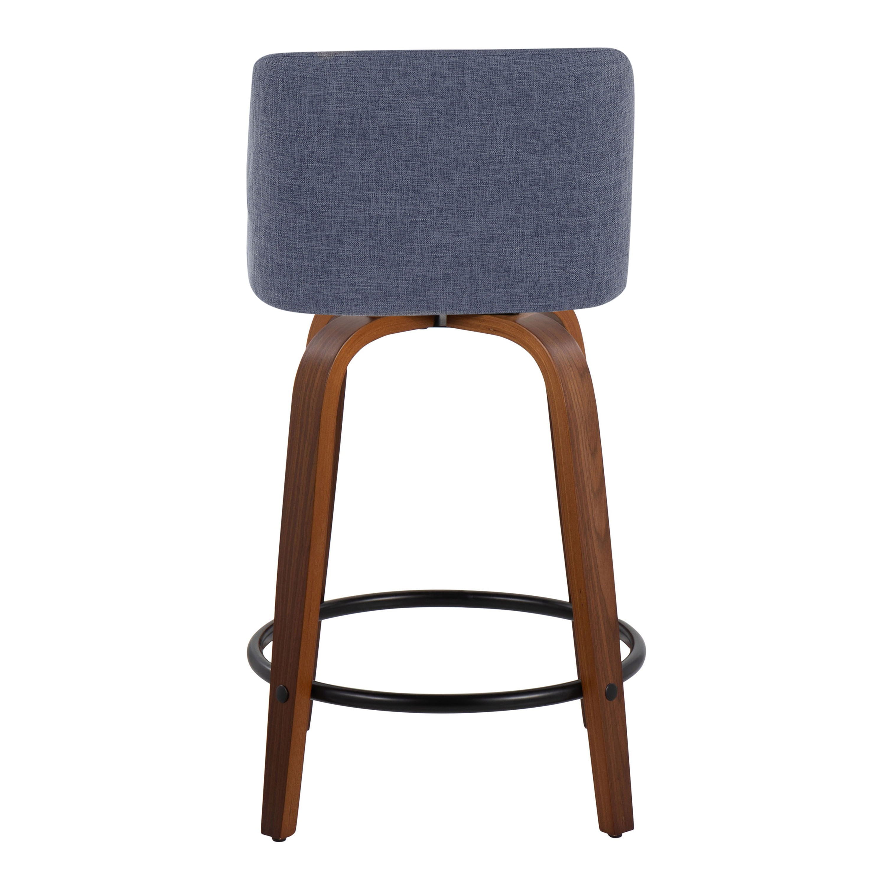 Toriano - Mid Century Modern, Fixed Height Counter Stool & Swivel And Round Footrest (Set of 2)