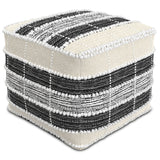 Barley - Square Pouf - White / Beige / Black by Simpli-Home | Bel Furniture