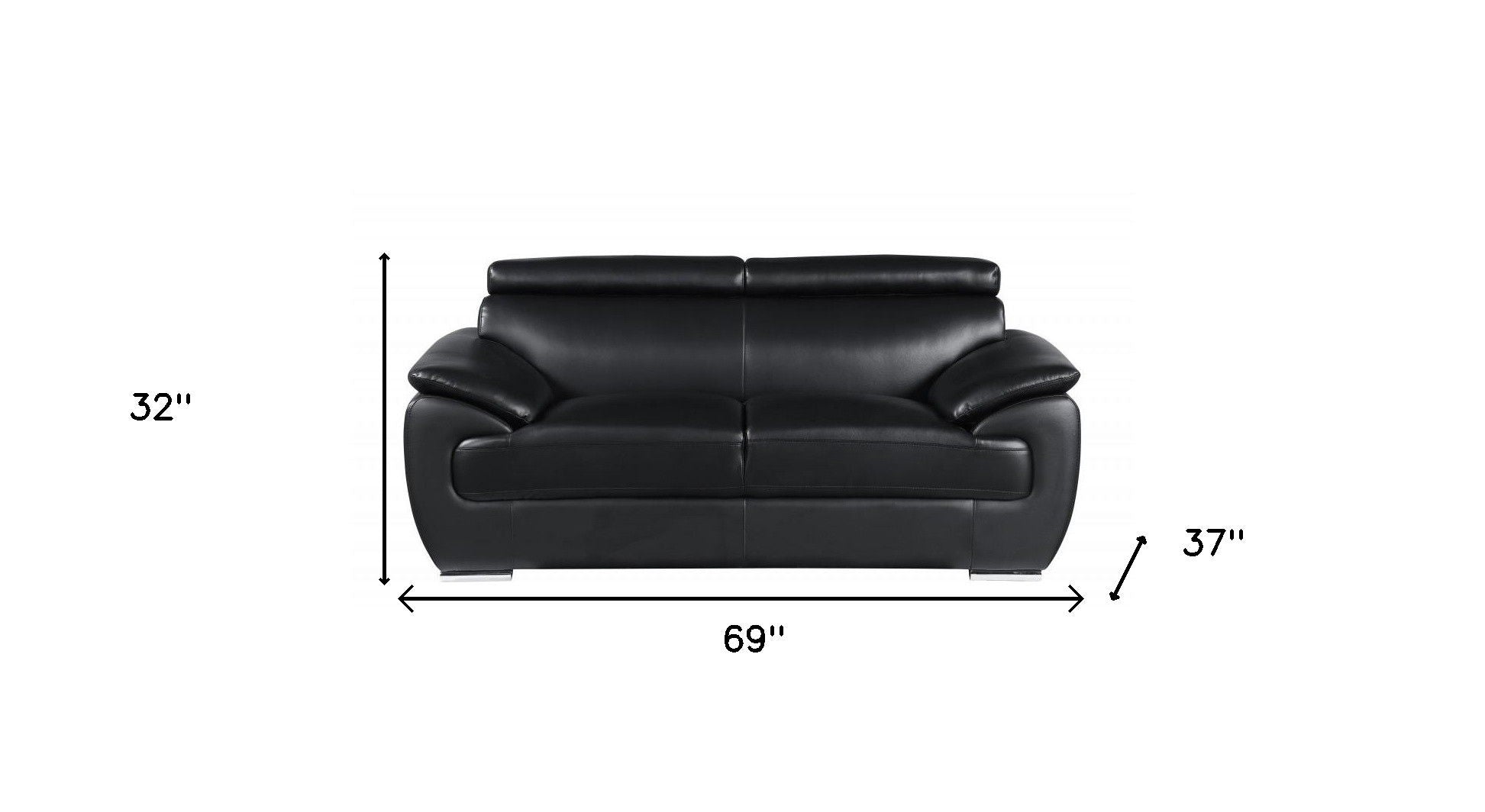 Faux Leather Love Seat - Silver / Black