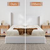 Carmen - King Size Upholstered Wingback Bed - White