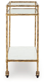 Plattfield - Antique Gold Finish - Bar Cart by Signature Design by Ashley® | Bel Furniture