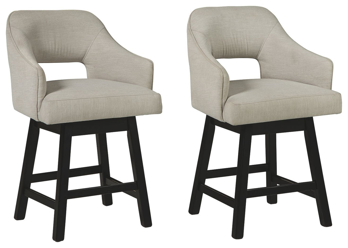 Tallenger - Upholstered Swivel Barstool (Set of 2) Beige 24''W x 23''D x 38''H Stool Sets by Signature Design by Ashley® | Bel Furniture