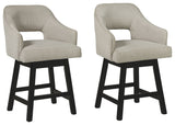 Tallenger - Upholstered Swivel Barstool (Set of 2) Beige 24''W x 23''D x 38''H Stool Sets by Signature Design by Ashley® | Bel Furniture
