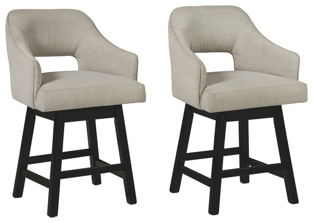 Tallenger - Upholstered Swivel Barstool (Set of 2) Beige 24''W x 23''D x 38''H Stool Sets by Signature Design by Ashley® | Bel Furniture
