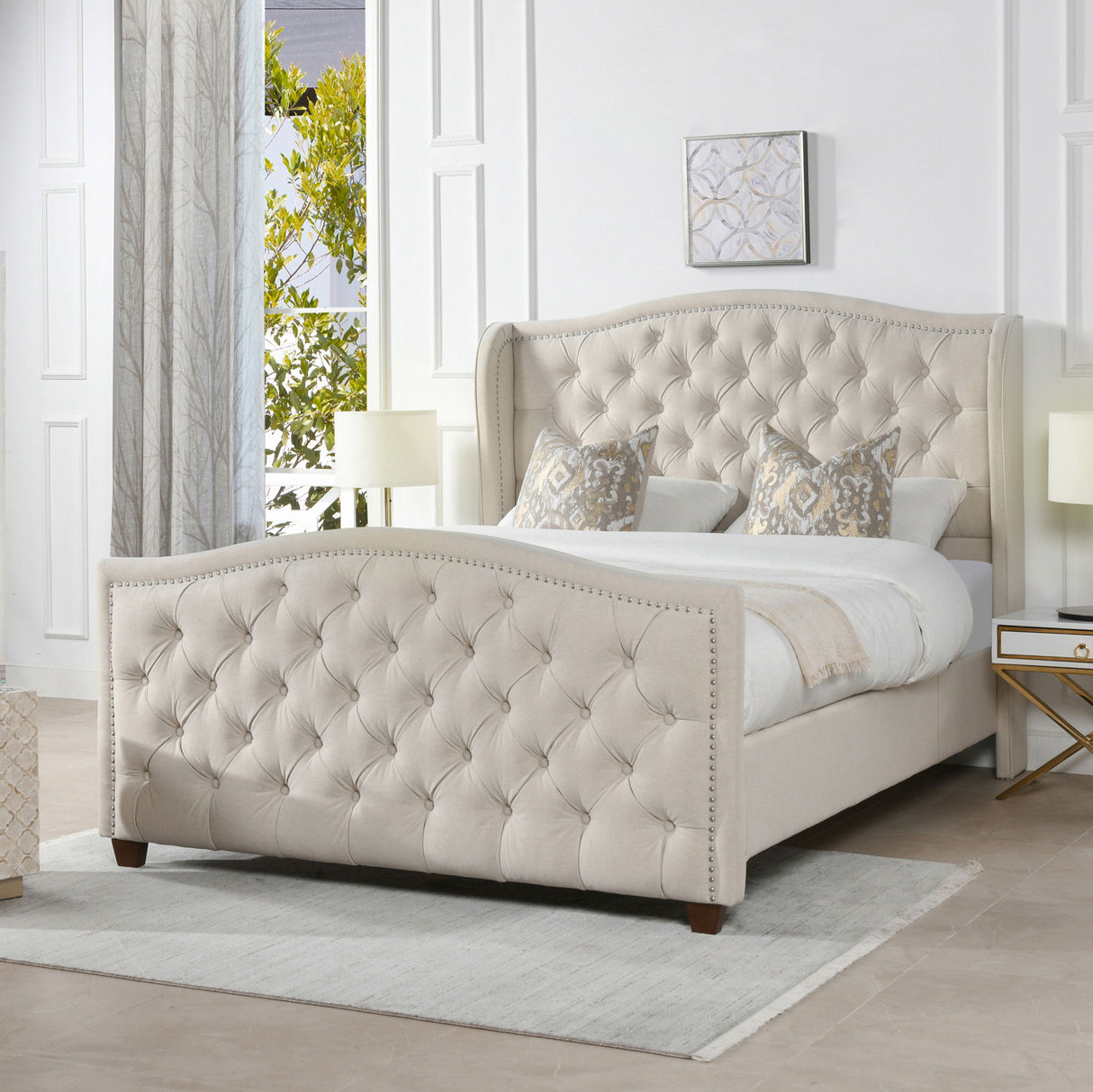 Marcella - Upholstered Shelter Headboard Bed Set by Jennifer Taylor Home | Bel Furniture