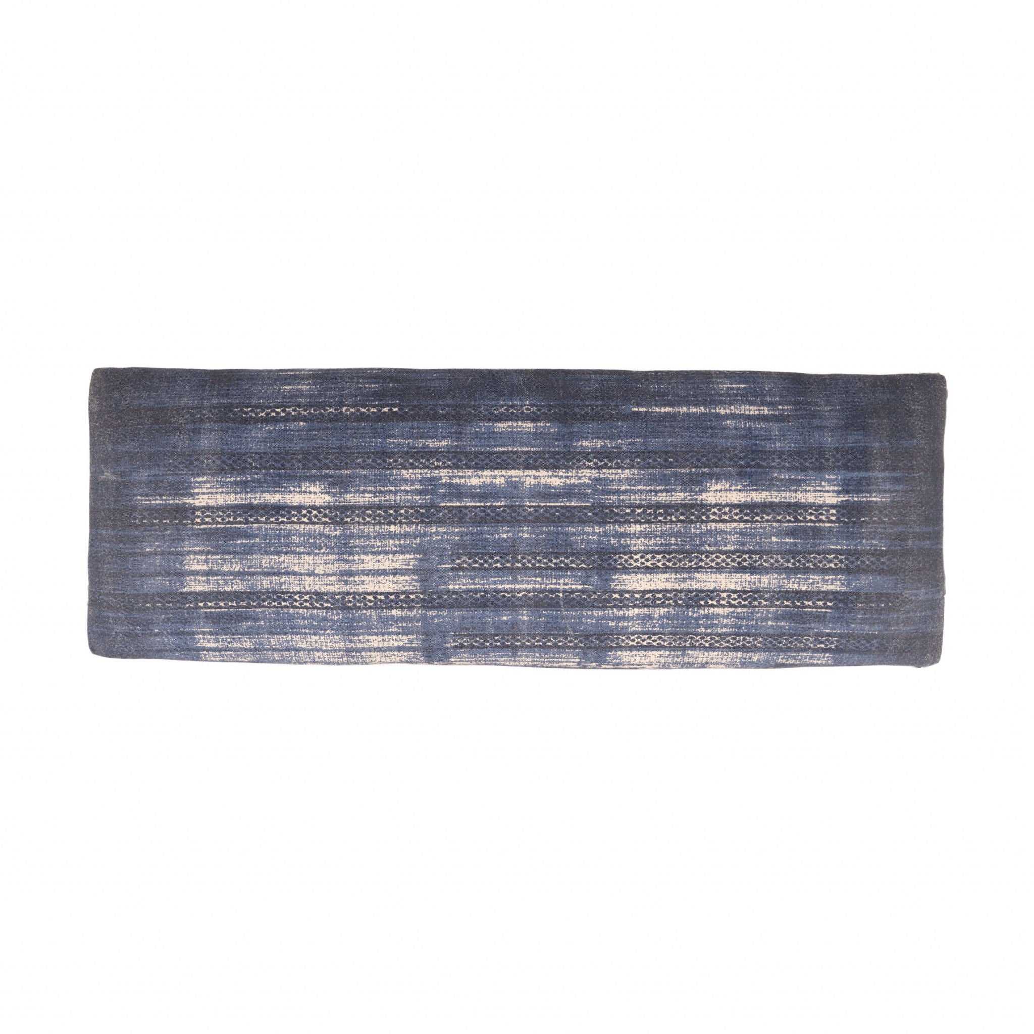 Abstract Design Blue Leg Upholstered Bench - Blue / Cream