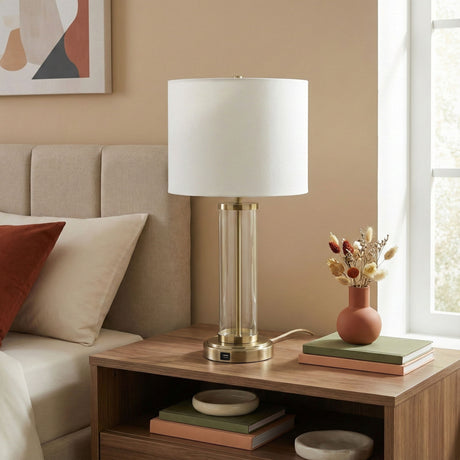 Luna - Table Lamp With On / Off Switch Clear Body Base - Clear / Silver / White - view 3