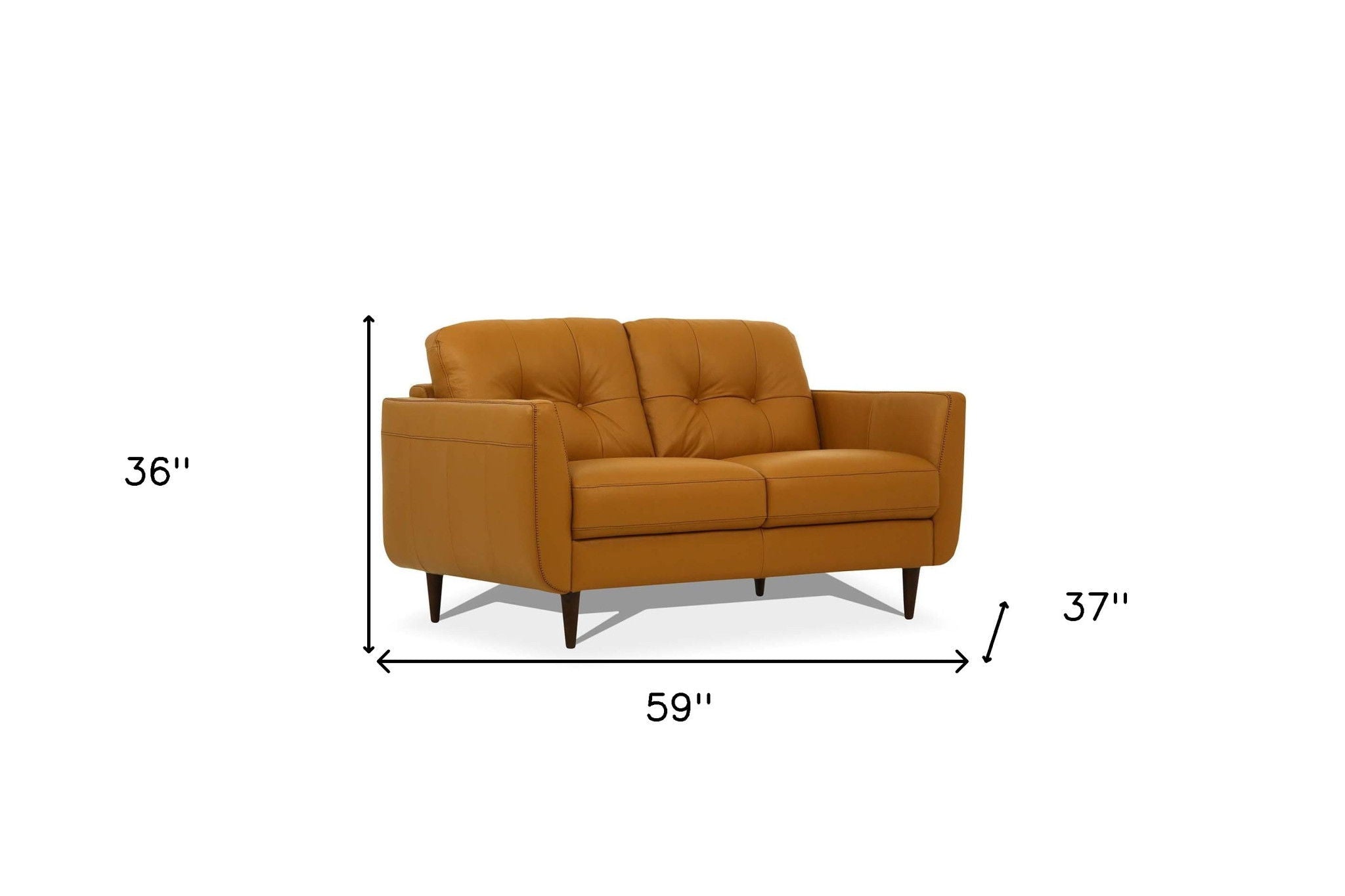 Leather Loveseat - Camel / Brown