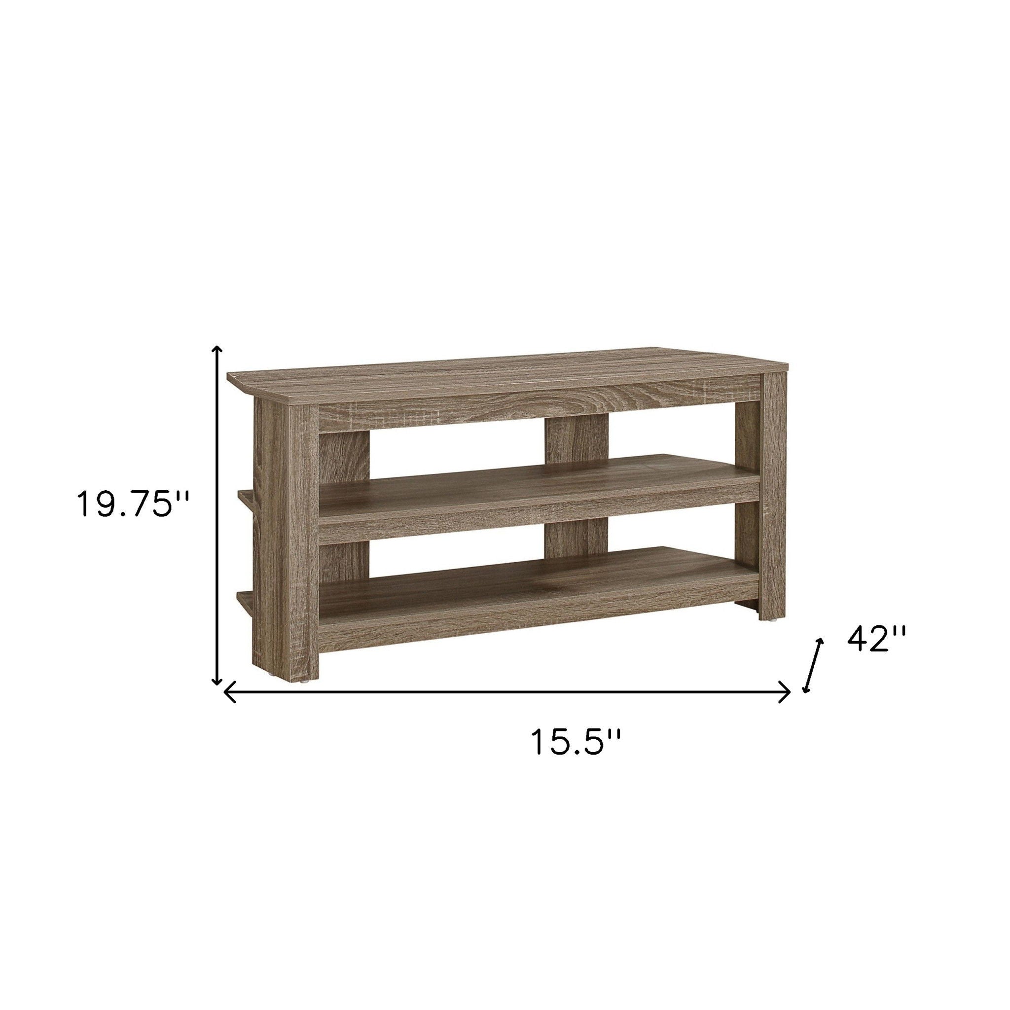 Open Shelving Wooden TV Stand - Deep Taupe