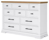 Ashbryn - White / Natural - Dresser by Benchcraft® | Bel Furniture