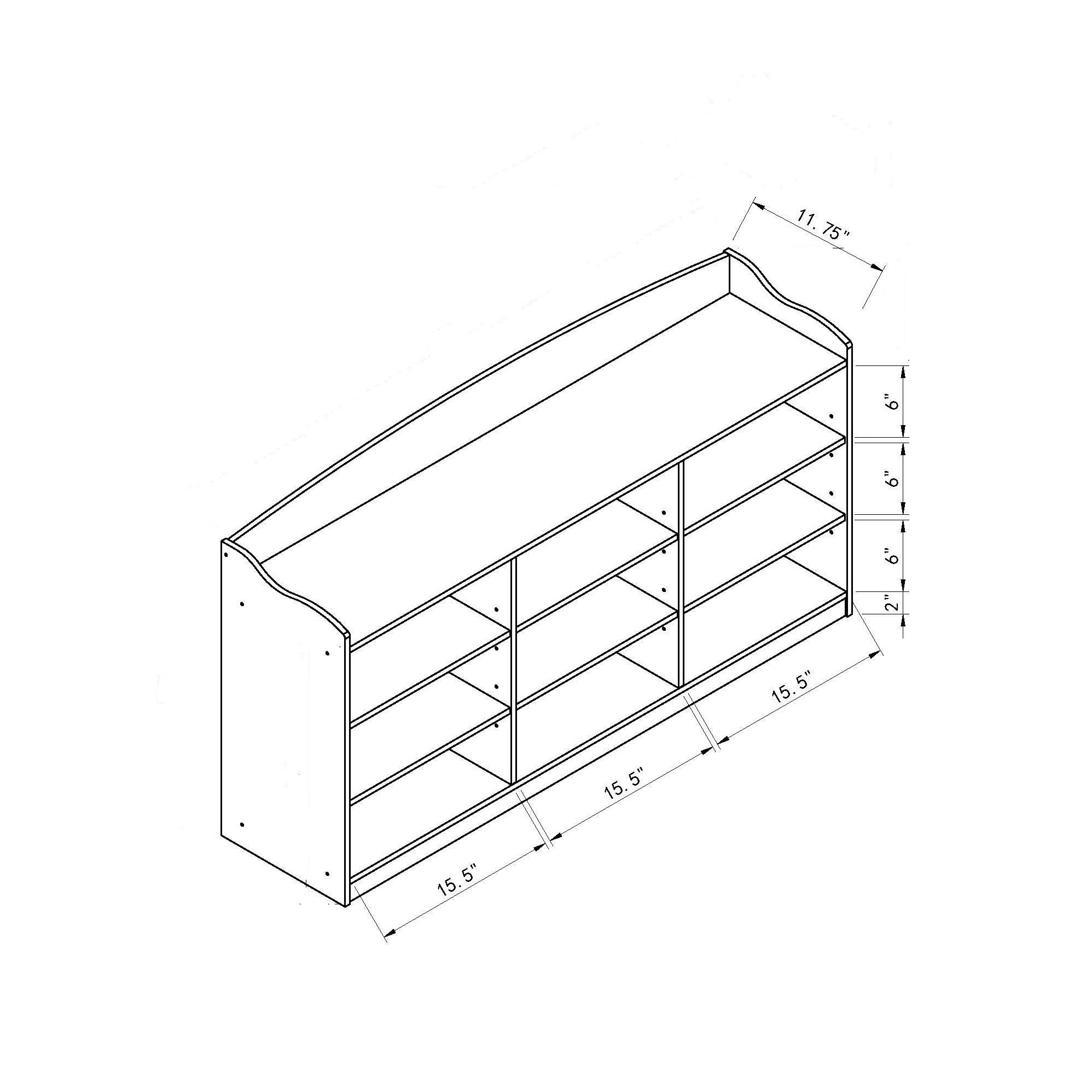 Entry Bench Shoe Rack With Nine Storage Shelves With Top Open Shelf