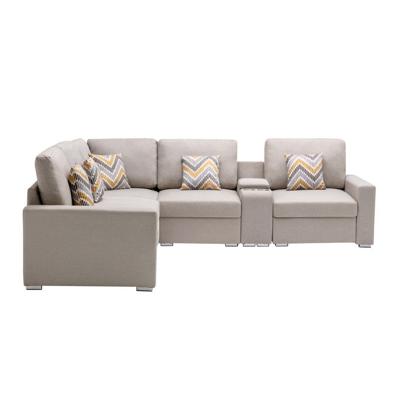 Nolan - Fabric 6 Piece Sectional Sofa With Pillows And Interchangeable Legs