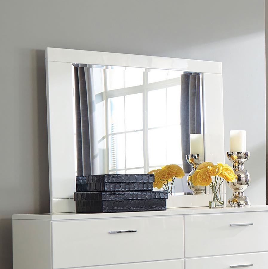 Felicity - Dresser Mirror - White High Gloss by CoasterEssence | Bel Furniture