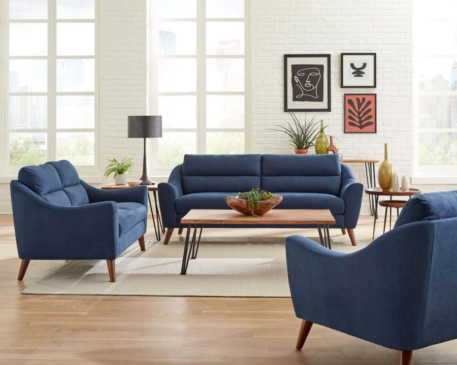 Gano - Upholstered Sloped Arm Loveseat - Navy Blue