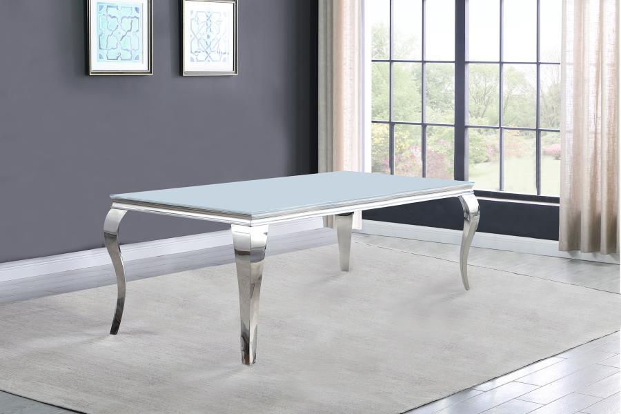 Carone - Rectangular Glass Top Dining Table by CoasterEssence | Bel Furniture