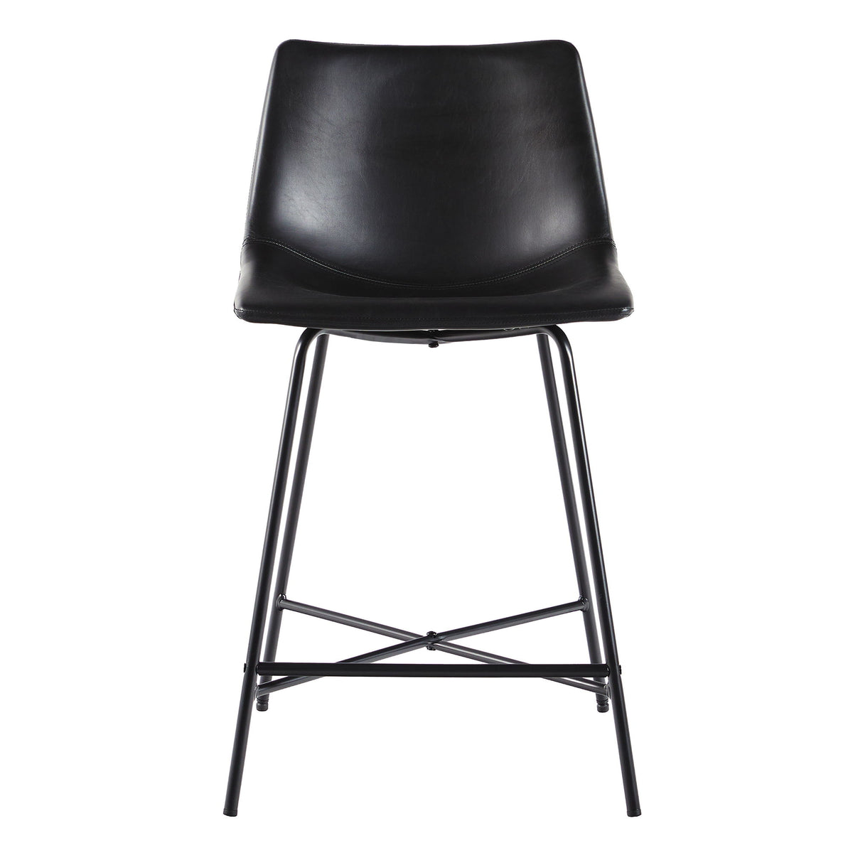 Modern Upholstered Counter Stool With Metal X Base (Set of 2) - Black by Walker Edison | Bel Furniture