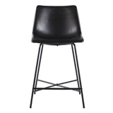 Modern Upholstered Counter Stool With Metal X Base (Set of 2) - Black by Walker Edison | Bel Furniture