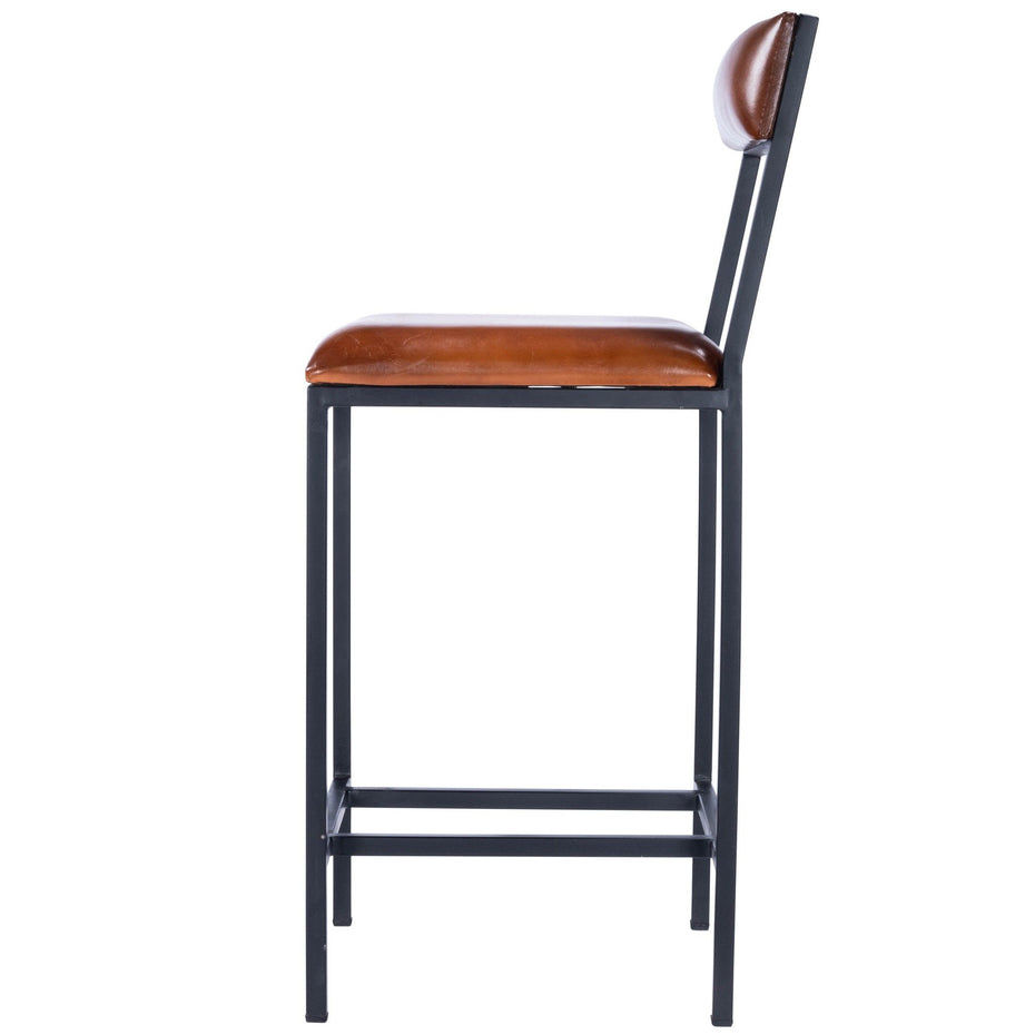 38.25" Iron Bar Chair - Brown / Black