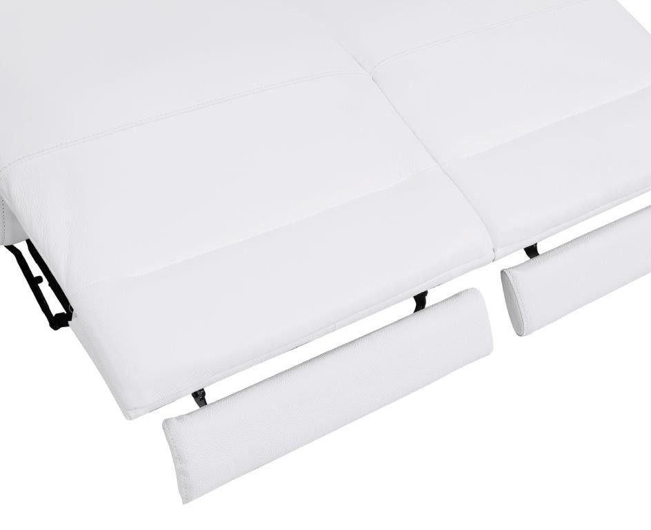 Italian Leather USB Sofa With Silver Legs - White