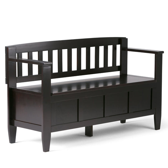 Brooklyn - Handcrafted Entryway Storage Bench Dark Brown by Simpli-Home | Bel Furniture