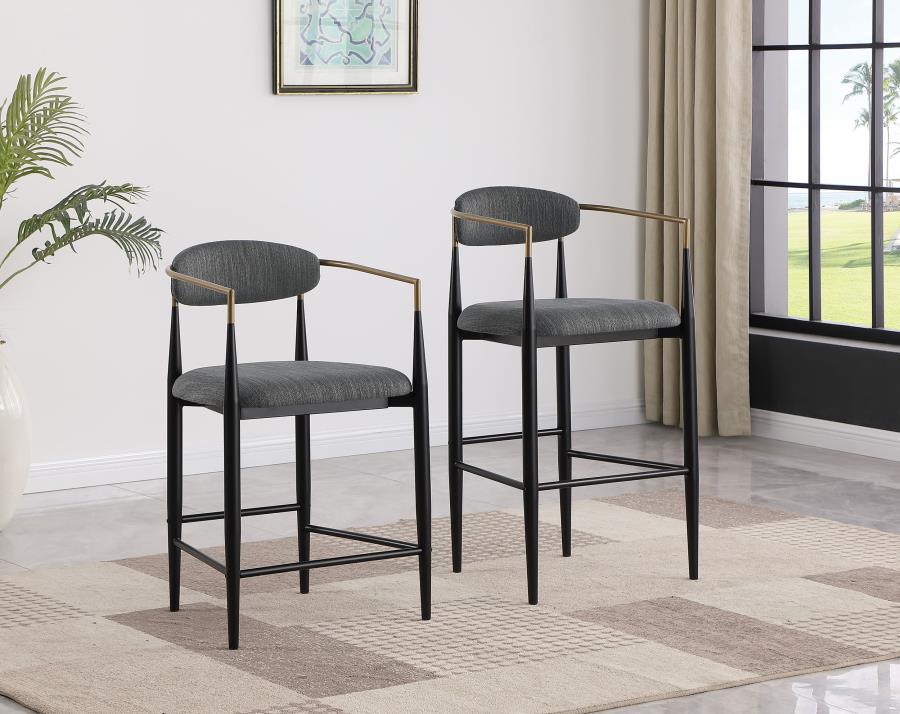 Tina - Metal Pub Height Bar Stool With Upholstered Back And Seat (Set of 2) by Coaster Fine Furniture | Bel Furniture