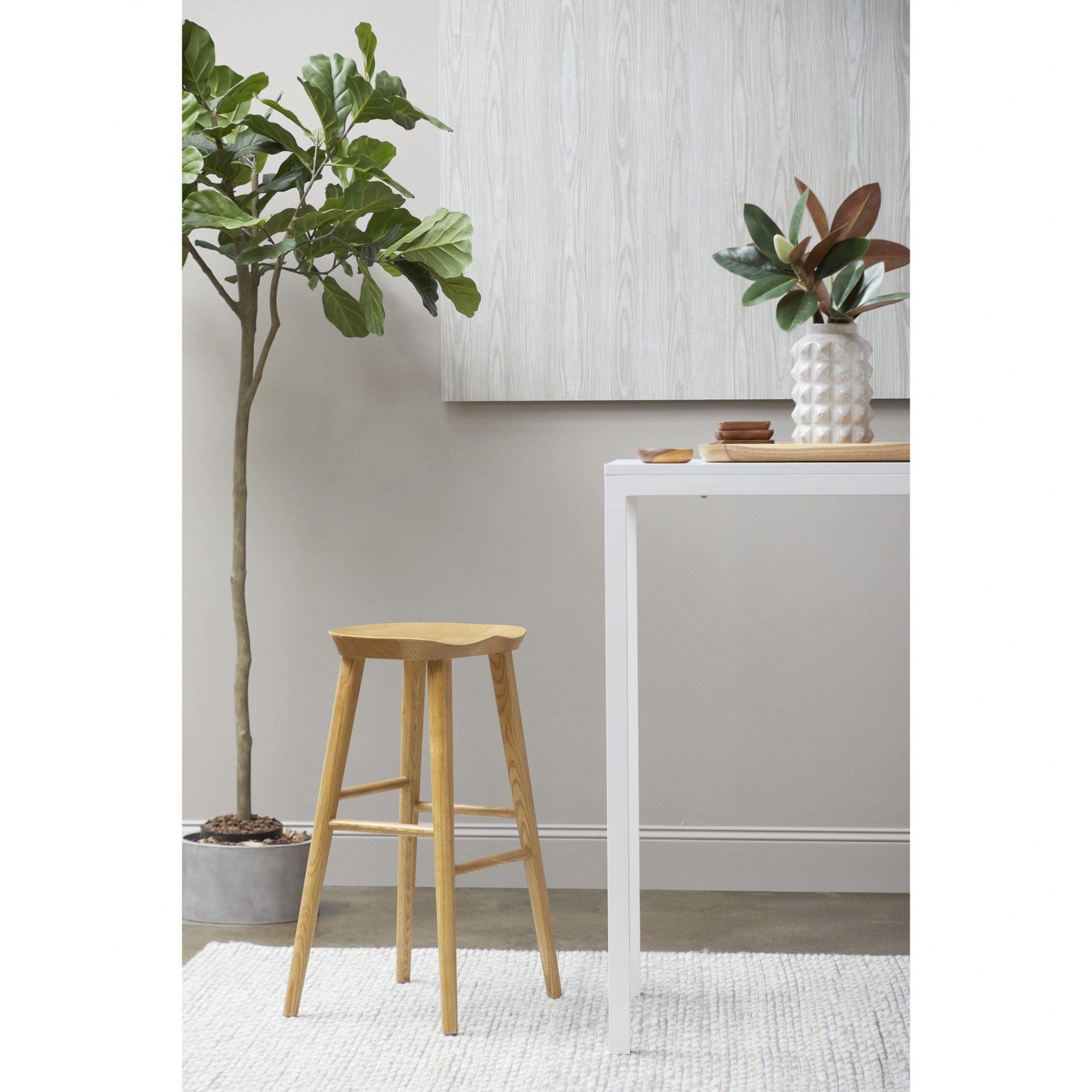 Backless Bar Height Bar Chair - Natural