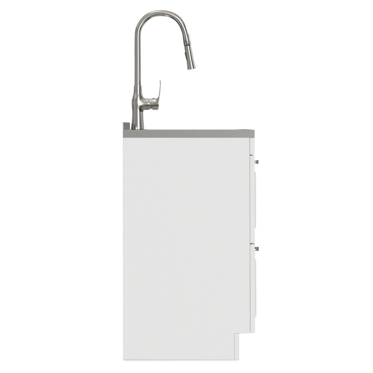 Darwin - Laundry Utility Sink And Cabinet With Dual Sinks, Pull Out Faucet - White