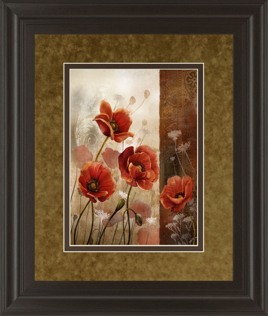 Wild Poppies Il By Conrad Knutsen - Framed Print Wall Art - Red