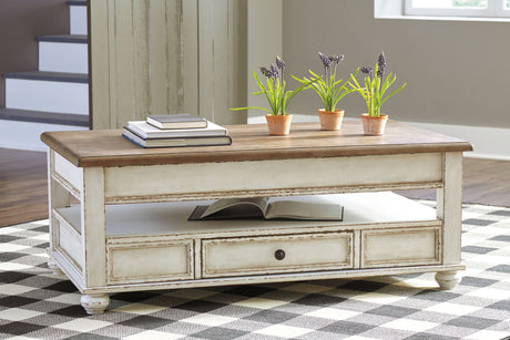 Realyn - Lift Top Cocktail Table - White / Brown - view 8