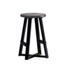 Rustic Distressed Round Dining Stool Dark Gray by Walker Edison | Bel Furniture