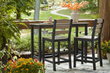 Shoreline Beach - Outdoor Counter Table And 2 Barstools (Set of 3) - Black / Beige