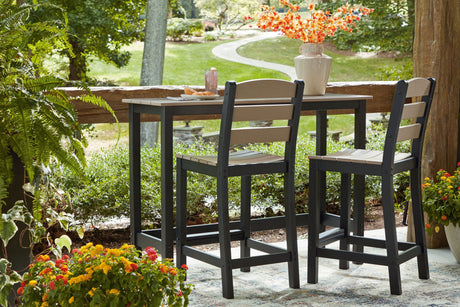 Shoreline Beach - Outdoor Counter Table And 2 Barstools (Set of 3) - Black / Beige - view 8