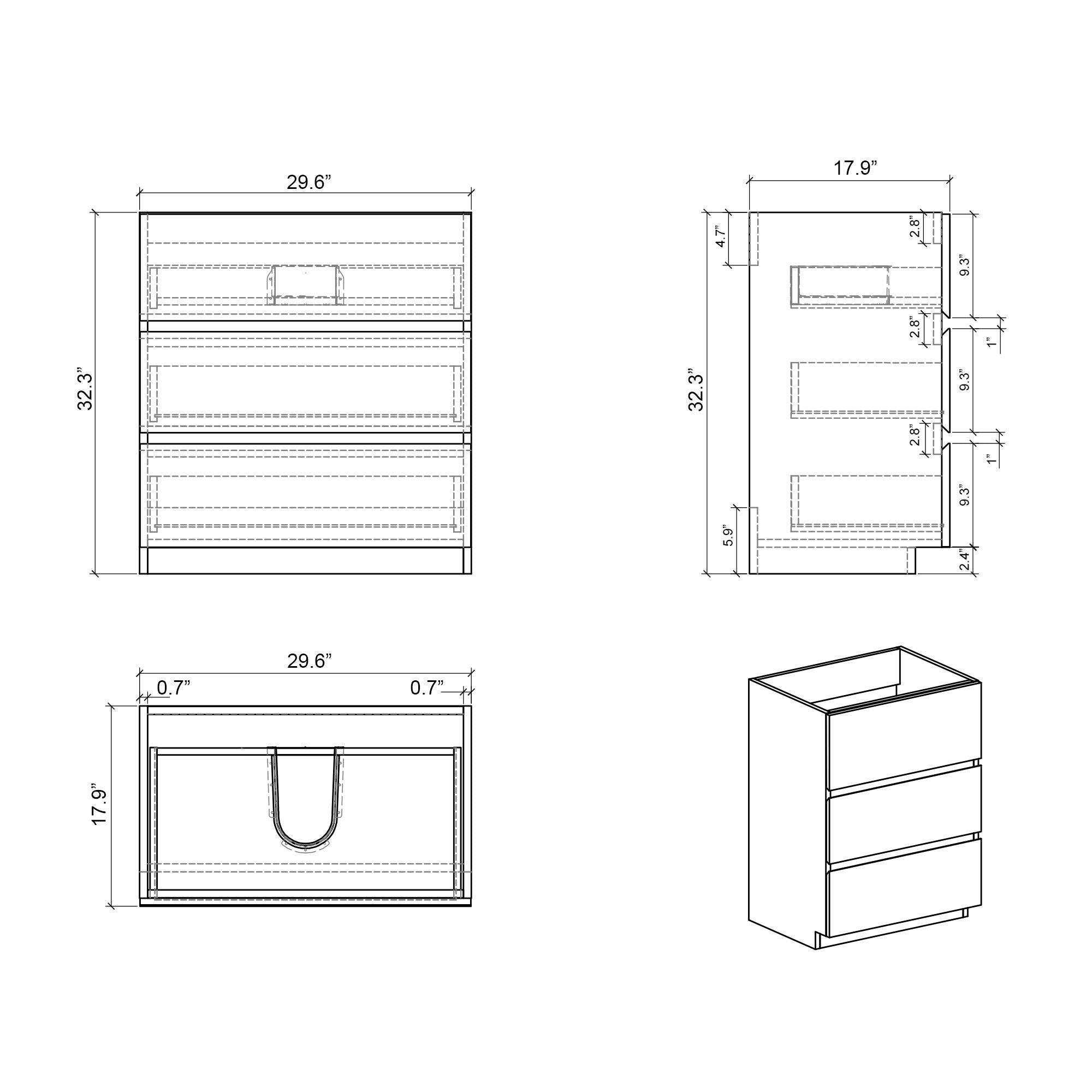 Alice - Bathroom Vanity With Sink, Large Storage Freestanding Bathroom Vanity For Modern Bathroom, One-Piece Sink Basin Without Drain And Faucet