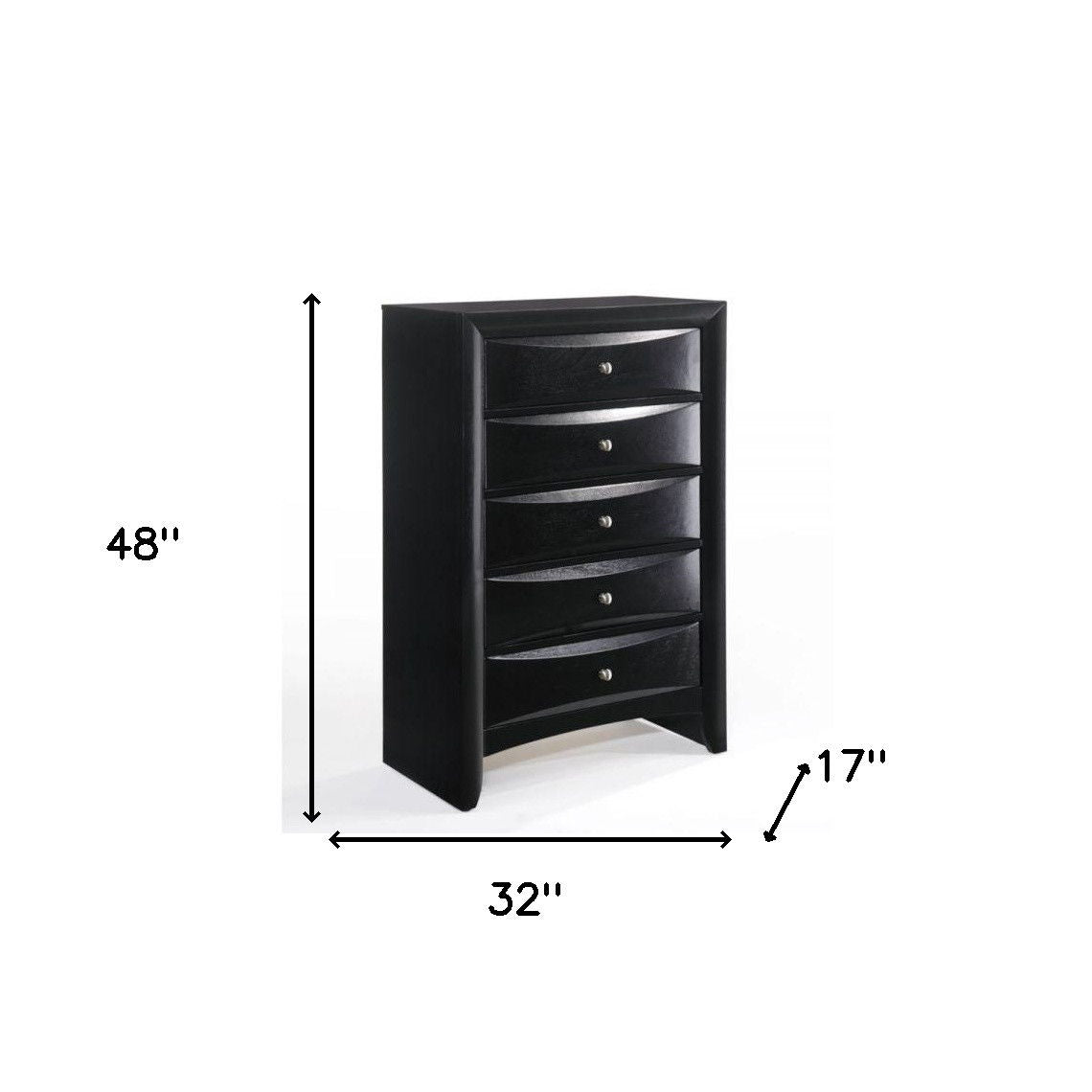 Wood Chest With Center Metal Glide - Black