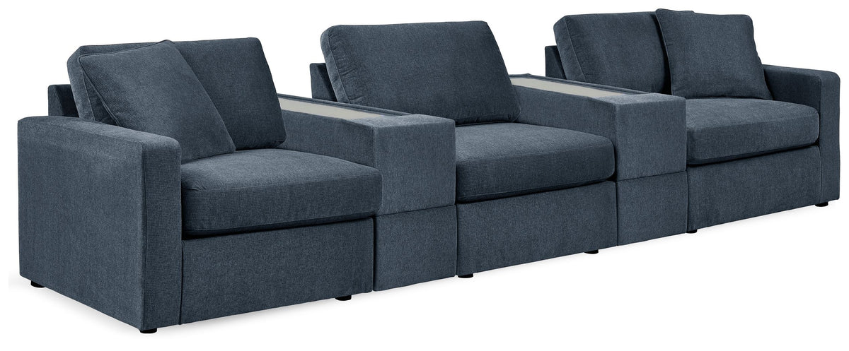 Modmax - Ink - Sectional Blue 5 Pc. Sectional With 2 Storage Consoles by Signature Design by Ashley® | Bel Furniture