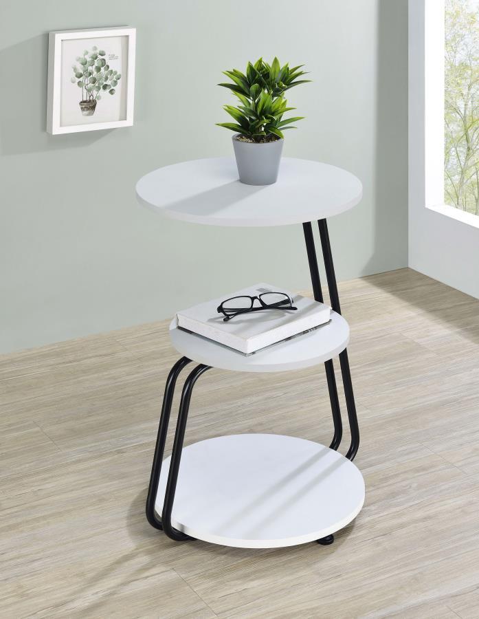 Hilly - 3-Tier Round Accent Side Table - White And Black by Coaster Fine Furniture | Bel Furniture