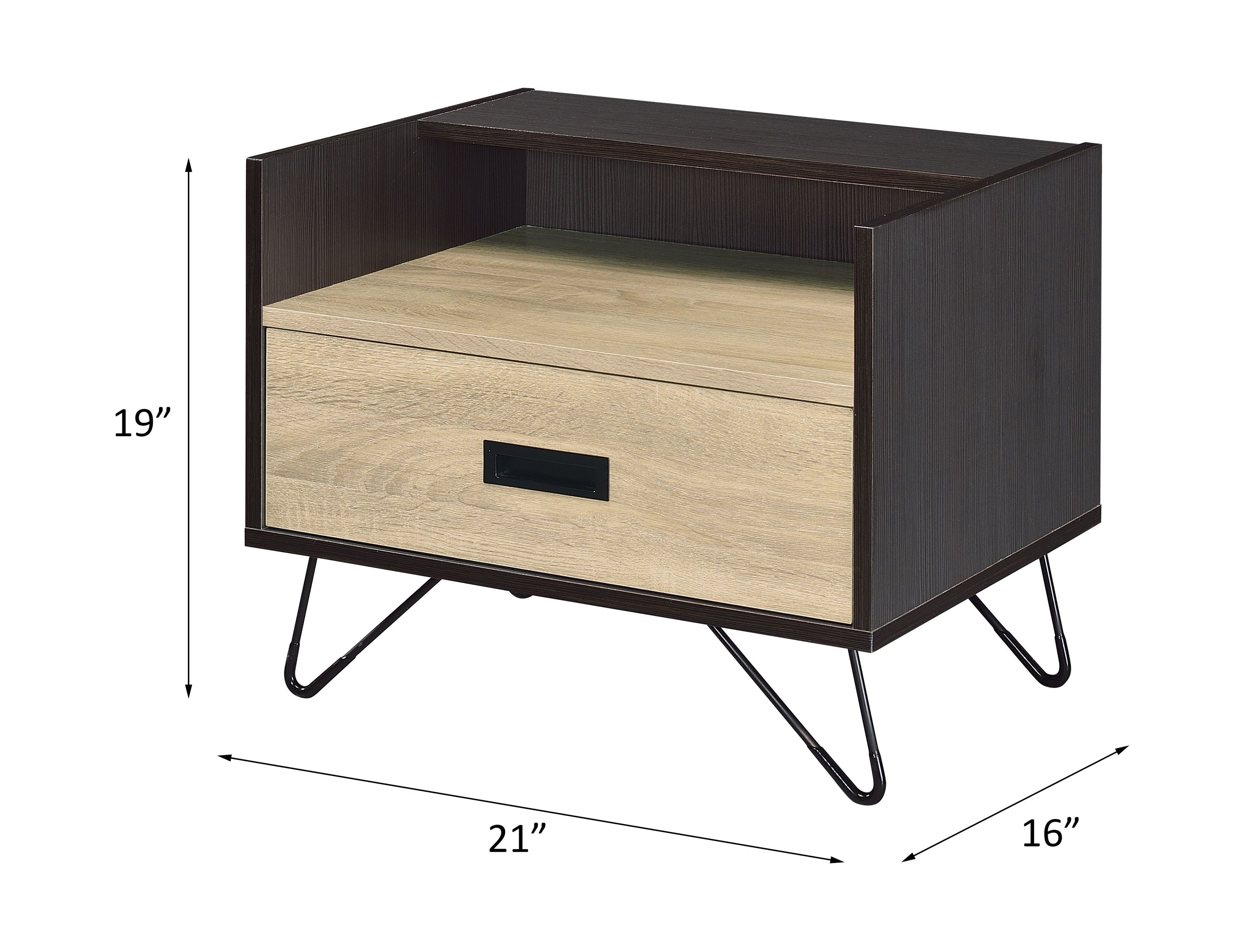 Melkree - Accent Table With Display & Utility Function - Oak / Black