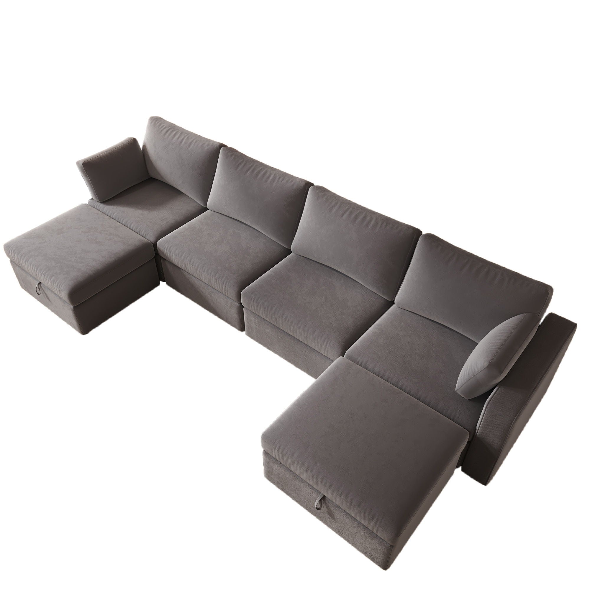 Modern Velvet Modular Sectional Sofa, Convertible Sofa Set With Pillows, Oversized Sectional Couches With Storage Ottomans For Living Room, Loft, Apartment, Office