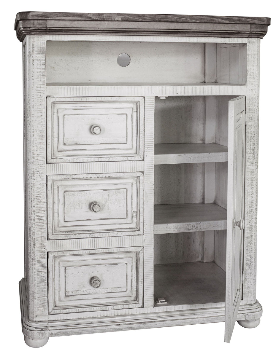 Solid Wood Three Drawer Gentlemans Chest - Off White